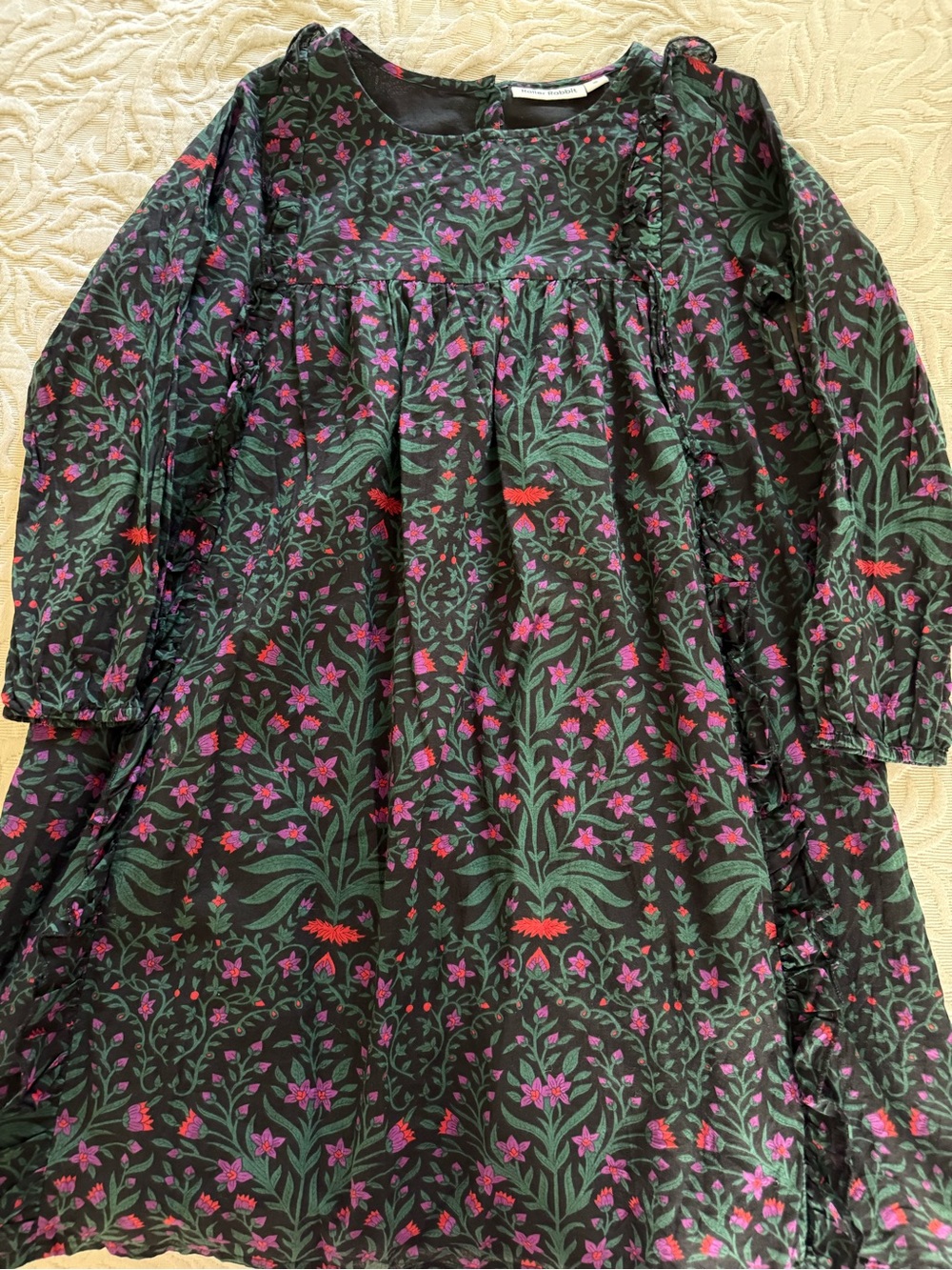 Roller Rabbit Girls Floral Ruffle Cotton Long Sleeve Dress